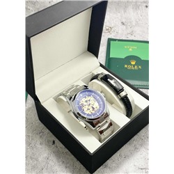 Подарочный набор для мужчины часы и браслет + коробка #22853428