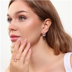 Комплект ювелирная бижутерия коллекция  "Дубай" серьги и кольцо 18 р, покрытие: позолота, вставка: фианиты, цвет: прозрачный, арт.215.447-18