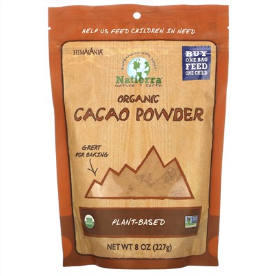 Natierra, Organic Cacao Powder Pouch, 8 oz (227 g)