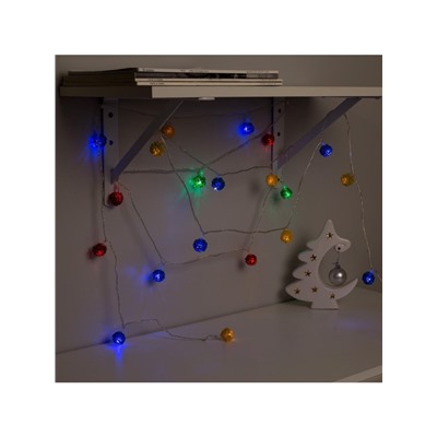 Гирлянда «Нить» 4 м с насадками «Шарик проволока», IP20, прозрачная нить, 20 LED, свечение мульти, 8 режимов, 220 В