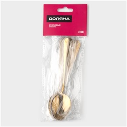Ложки чайные Доляна «Голд», длина 13.8 см, набор 6 шт., нержавеющая сталь, золотистые