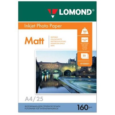 Фотобумага А4  25л 160г матовая односторонняя 0102031 Lomond