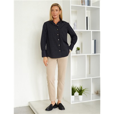 Блузка свободного силуэта с золотистыми пуговицами