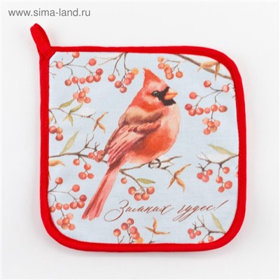 Прихватка «Winter birds» 19×19 см, саржа, 100% х/л, ватин 250 г/м² 50