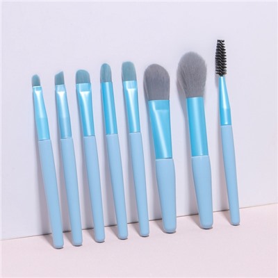 Набор кистей для макияжа Pastel, 8 предметов, PVC-чехол, голубой