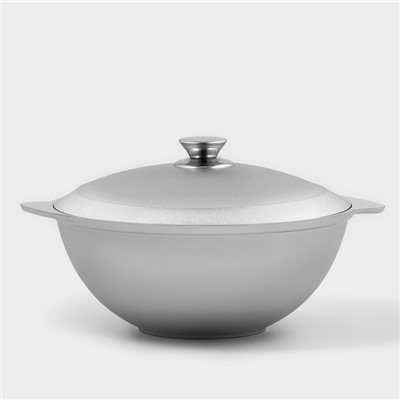 Казан для плова, 3.5 л, алюминиевая крышка, литые ручки, цвет серебряный