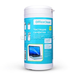 Салфетки чистящие влажные OfficeClean, для мониторов всех типов, в тубе, 100шт.