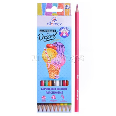 Карандаши цветные пластиковые "Dolce Vita" 18 цветов, 2М, диаметр грифеля 2,65 мм, шестигранные, в картонной коробке