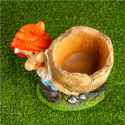 Садовая фигура из гипса «Гном с кашпо», 25×15×24 см, МИКС