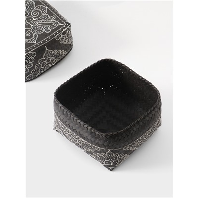 Корзинка плетёная «Бонтанг», 19×19×14 см, бамбук, тёмная