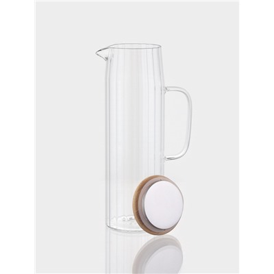 Кувшин Bella Tenero «Эко. Дольки», 1.5 л, 9×14×28 см, с бамбуковой крышкой, стекло, прозрачный
