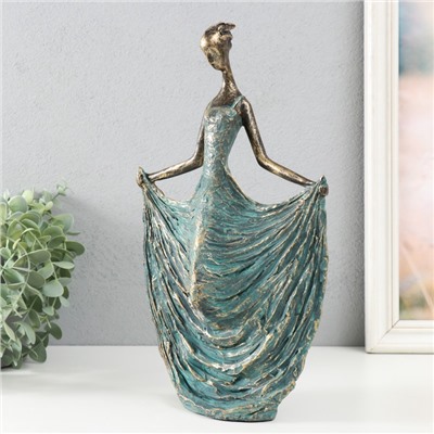 Фигурка полистоун «Танцовщица в зелёно-голубом платье. Балеро» под металл, 18.6×9.6×31.6 см