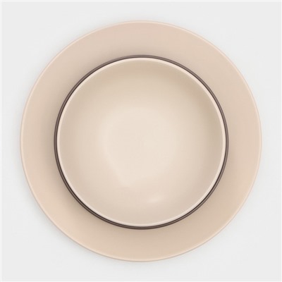 Тарелки Доляна «Пастель», 18 предметов, керамика, коричневые