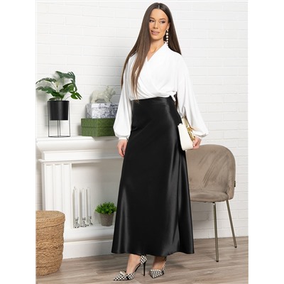 Юбка атласная Эвелин (черная) Ю15258-25М