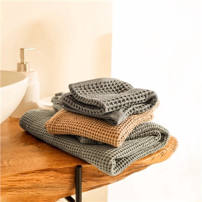 Полотенце вафельное SL HOME: Basic «Олива», 100×180 см, хлопок 100%, оливковое