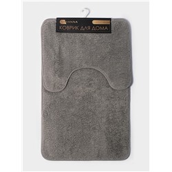 Коврики для ванной и туалета из микрофибры SAVANNA «Анси», 40×50 см, 50×80 см, серые