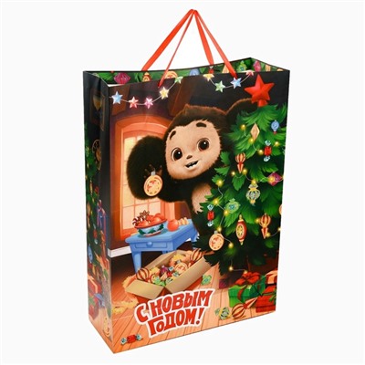 Пакет подарочный новогодний «С Новым годом!», 70×50×19 см, упаковка, Чебурашка