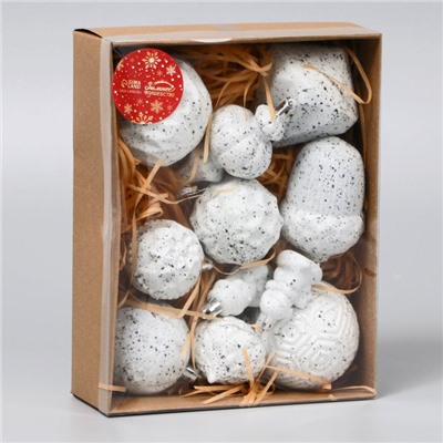 Ёлочные игрушки «Киссин», новогодние, набор 11 шт., белый