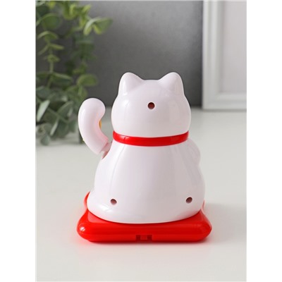 Маятник настольный антистресс «Кот Манэки-нэко спящий», пластик, от солнечной батареи, белый, 9.5×10×9.5 см