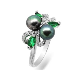 Кольцо из серебра жемчуг, Км108ч
