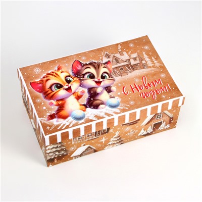 Набор подарочных новогодних коробок 10 в 1 «Зверята», 32.5×20×12.5 - 12×7×4 см