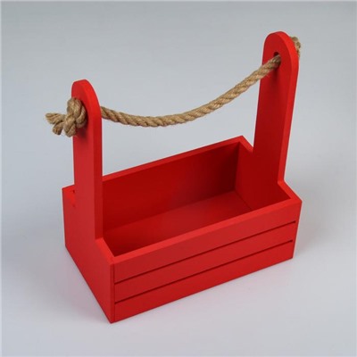 Подарочный ящик «Аром», деревянный, ручка - канат, красный, набор 3 шт.