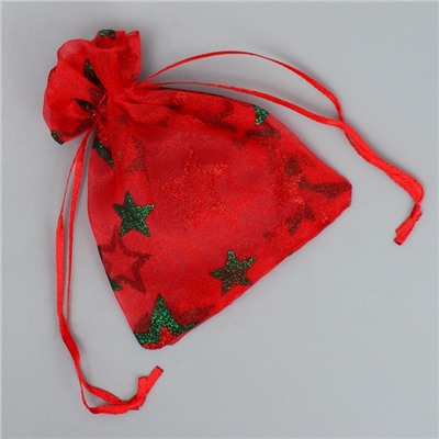 Мешочек подарочный новогодний органза «Звёздочки», 10×12 см ± 1.5 см