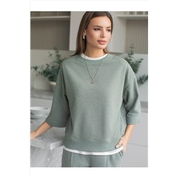 Свитшот свободный из петельчатого футера двухнитки с эластаном VILATTE, 1228122