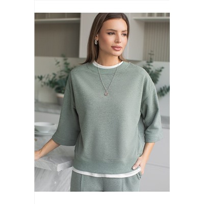 Свитшот свободный из петельчатого футера двухнитки с эластаном VILATTE, 1228122