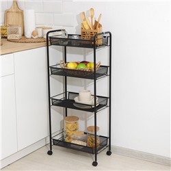 Этажерка «Ладья 24К», 4 яруса, 44×25×100 см, чёрная