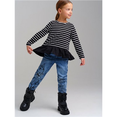 Фуфайка трикотажная для девочек (футболка с длинными рукавами)