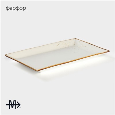 Блюдо сервировочное Magistro «Церера», фарфор, 28×17.5×2 см, белое