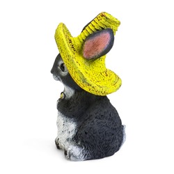 Садовая фигура из полистоуна «Зайка в соломенной шляпе с бабочкой», 19×12×14 см