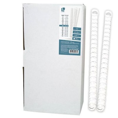 Пружина для переплета пластиковая 19 мм 100 шт. белая SPR-PLAS/19W LITE