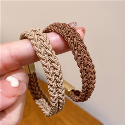 Набор плетеных резинок для волос с прямоугольной бусиной 5 штук