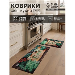 Набор ковриков для кухни Этель «EAT», 2 шт., 38×58 см, 38×118 см