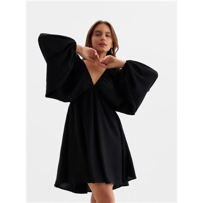 Платье мини женское с глубоким вырезом MINAKU, размер 42, чёрное
