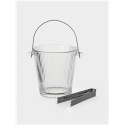 Ведро для льда «Риф», 900 мл, 15.5×14×13.5 см, с щипцами, стекло, прозрачное