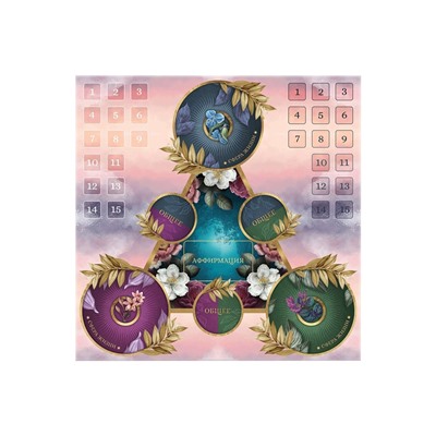 Трансформационная игра «Сферы жизни», 60 карт (9×9 см), 36 жетонов (3×3 см и 3.5×10 см), игровое поле (50×50 см),16+