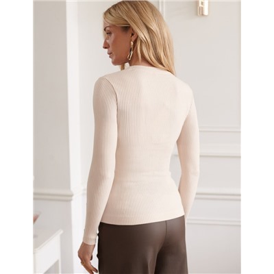 Джемпер из трикотажа в широкий рубчик