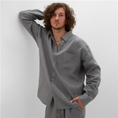 Рубашка мужская с длинным рукавом MIST, размер 48, серая