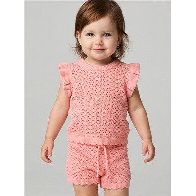 Комплект детский трикотажный для девочек: джемпер (футболка), шорты