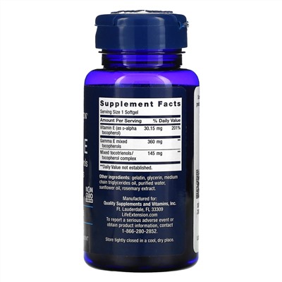 Life Extension, Gamma E Mixed Tocopherols & Tocotrienols, 60 Softgels