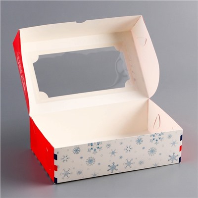 Коробка подарочная складная с окном «Новогодняя почта», 25×15×7 см