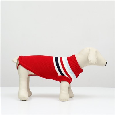 Свитер «Полоски», XS (ДС 17, ОШ 17, ОГ 23-37 см), красный