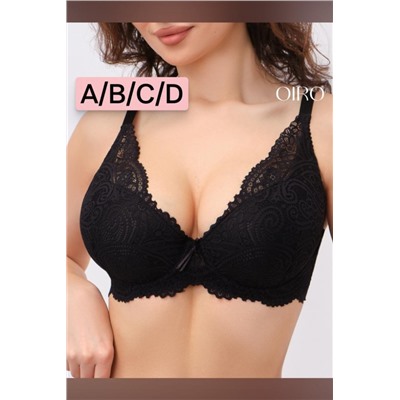 Бюстгальтер кружевной OIRO с пуш-ап ALICE 1032 (Черный)