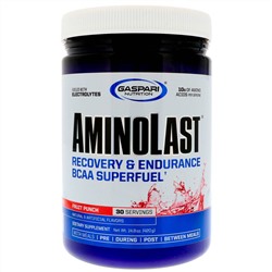 Gaspari Nutrition, Aminolast, супер-BCAA для восстановления и выносливости, фруктовый пунш, 420 г (14,8 унций)