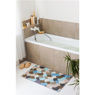 Коврик Доляна «Конфетти», 60×100 см, бежево-синий