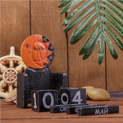 Календарь настольный «Месяц и солнце», 10×5×15 см, дерево