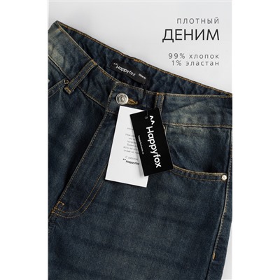 Женские джинсы багги с высокой посадкой Happyfox